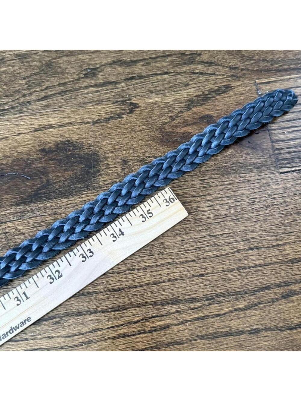 🖤 Vintage Western Braided Leather Belt Silver Buckle Adjustable - Picture 5 of 6